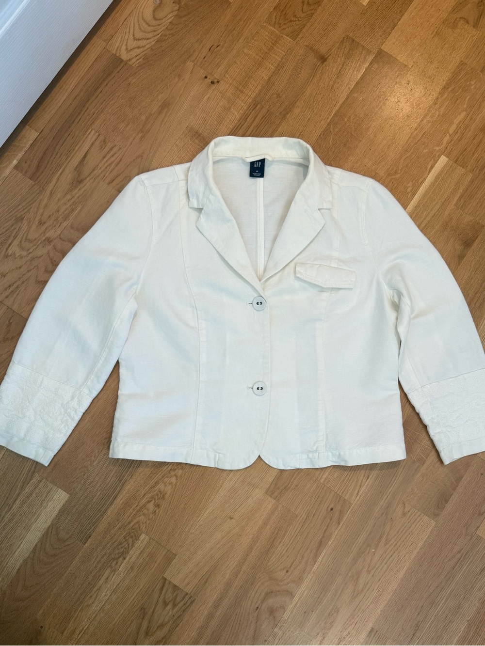 GAP Women's White Tailored Linen-Cotton Blazer